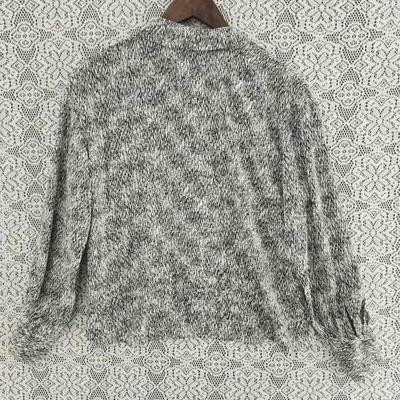 Worthington pattern button down long sleeve chiffon blouse M - Picture 2 of 7